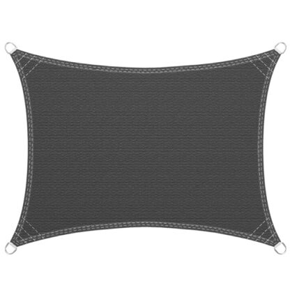 10' x 20' Obdĺžnik slnečného tieňa, Tienidlo na terasu, UV blok, Vzduch prepúšťajúca tkanina odolná voči vetru, D-krúžky z nehrdzavejúcej ocele, Aktivity na dvore a vonku, Tmavošedá