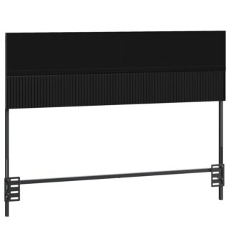 Черное полноразмерное изголовье только с Wavy Panel Design, Современная деревянная кровать и металлическая рама, Адаптер соединения включен, Простая сборка