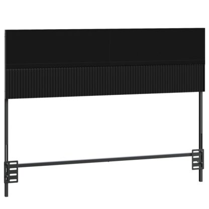 Черное полноразмерное изголовье только с Wavy Panel Design, Современная деревянная кровать и металлическая рама, Адаптер соединения включен, Простая сборка
