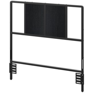 Black Twin -size hoofdeinde alleen, Metalen hoofdeinde met adapters, Minimalistische industriële stijl voor bedden met dubbele maat