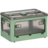 7.4 Gal Storage Bins with Lids, Folding Storage Box with Doors and Wheels, Collapsible Plastic Storage Bin, Stackable Storage Organizer, for Home, Office Organizing, Green