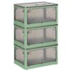 22.2 Gal Plastic Storage Bins with Lids, Collapsible Storage Bin with Wheels, Folding Storage Box, Stackable Storage Bins with 5 Doors, for Home, Office Organizing, 3-Pack, Green