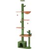 Cat arbre sol au plafond, Tour de chat cactus, Grand arbre à chat à hauteur réglable (94-110 Pouces), 5 Arbre à chat Tiers pour chats d'intérieur avec condo pour chat, Vert printemps et brun de la terre