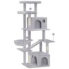 Arbre à chat pour chats d'intérieur, 65.4 Arbre à chat de 1/2 pouces de hauteur, Grande tour à chat pour chats adultes, Condo pour chat à plusieurs niveaux avec griffoirs pour chat, 2 Perchoirs larges, 2 Cabanes pour arbres à chat, Gris clair