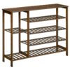 bamboo shoe stand, large bamboo shoe rack organizer, holds 18-22 pairs of shoes, versatile shoe shelf storage, for entryway, hallway and closet, 39.4" l x 11.8" w x 31.5" h, mocha