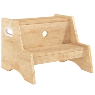 Sgabello a step di legno naturale, Sgabello da allenamento per vasino per bambini in legno, Sgabelli per bambini con manici e cuscinetti non slip di sicurezza, Facile da spostare, per camera da letto, Soggiorno, Cucina, Bagno