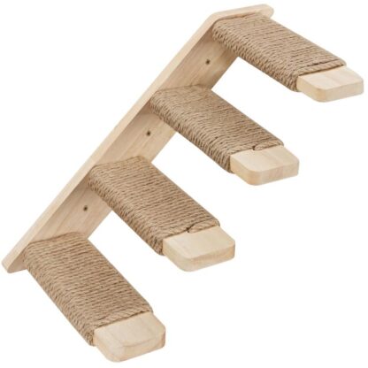 Katzen-Wandregale aus Holz, 4-Nivellieren Sie Katzenwandstufen mit Jute-Kratzstufen, Katzenkletterwand, Katzen-Wandmöbel, Einfach zu installieren, Hält stand 40 Pfund, Natürlich