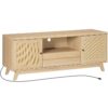 Rattan TV è fino a 65 pollici TV, grande console TV Boho Media con stazione di ricarica, Centro di intrattenimento della metà secolo con cassetto e ripiani regolabili per soggiorno, naturale