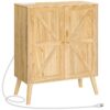 credenza buffet, mobile da cucina con stazione di ricarica, Gabinetto d'ingresso con scaffale regolabile per soggiorno, naturale