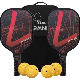 Pickleball pádla, Sada 2, Pickleball sada, USAPA PRO, Lehký povrch z uhlíkových vláken, Polypropylenové voštinové jádro, 4 Pickleball koule & 1 Nosit tašku pro začátečníky