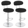 taburetes de bar conjunto de 2, Toturos de altura de contador giratorio con la espalda, sillas de barra de cuero PU ajustables, taburete de isla de cocina moderna sin brazos, negro