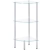 corner shelf, 3-tier standing shelf unit, freestanding glass bathroom shelf, space saving, modern style, for bathroom, living room, bedroom, study room, silver
