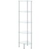 corner shelf, 5-tier standing shelf unit, freestanding glass bathroom shelf, space saving, modern style, for bathroom, living room, bedroom, study room, silver