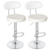 taburetes de bar conjunto de 2, Toturos de altura de contador giratorio con la espalda, sillas de barra de cuero PU ajustables, taburete de isla de cocina moderna sin brazos, blanco y beige