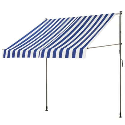 EUW25JP00 rulleblind med krumtap 246 x 132 x 210-300 cm (L x B x H), Marquise, Udtrækkelig manuel baldakin, UV, Sol, Vejrbestandig, Ingen boring, Blå og hvid