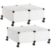 Rangement sous le lit avec roulettes, Ensemble de 2 Organisateurs de rangement amovibles, Conteneurs de stockage cachés, Rabattable, pour organiser les vêtements de la chambre, Feuilles, Couvertures, Blanc