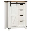 Mobiletto da pavimento per il bagno, Armadietto portaoggetti della fattoria, Mobiletto da bagno salvaspazio con anta scorrevole e cassetto, Armadietto da cucina, per il bagno, Soggiorno, Cucina, Bianco e