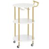 oro del carrello da bar, carrello da bar di casa, carrello per bevande rotolanti con porta di vetro e porta in vetro, 3-carrello da vino di livello per cucina, sala da pranzo, soggiorno, partiti, oro e bianco