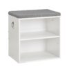 Shoe bench 2 Tier, White and Grey, Engineered Wood, Adjustable, Semi-open Compartments, 81kg Load