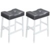 ensemble de tabourets de bar 2, 24 tabourets de selle de comptoir de comptoir, 3.5" chaises de bar à éponge épaisses, tabourets de petit-déjeuner avec repos, pour îlot de cuisine, salle à manger, bar, gris et blanc