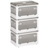 7.4 Gal Storage Bins with Lids, Folding Storage Box with Wheels and 5 Doors, 3-Pack Collapsible Plastic Storage Bin, Stackable Storage Containers, for Home, Office Organizing, White