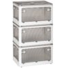 14.8 Gal Storage Bins with Lids, Folding Storage Box with Wheels and 5 Doors, 3-Pack Collapsible Plastic Storage Bin, Stackable Storage Containers, for Home, Office Organizing, White