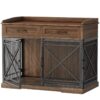 Walnuss a schwaarz schwéier Pflicht Hond Krat Miwwelen, 43.3"Groussen Hond Kennel mat Tiräng, Hëlze Hond Cage Indoor Säit Enn Tabelle fir grouss Medium Hënn, Triple Dier Design