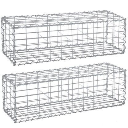 Gabion sada 2 100 x 30 x 30 CM galvanizovaná ocelová zahradní dekorace stříbro s
