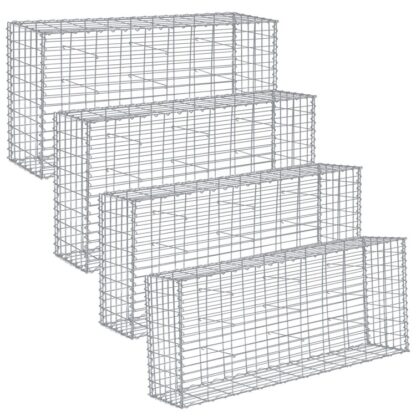 Kamenný koš Gabions, 100 x 30 x 80 cm, Pozinkovaná ocel, Sada 4,