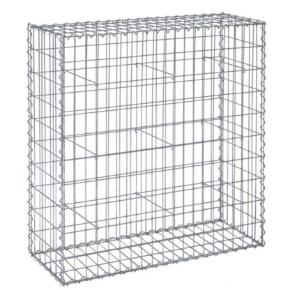 Stone Gabion Garden Gabion 100 x 30 x 95 Spirálový konektor CM s rozpěrkami, Kovové klece, Rezavě odolná galvanizovaná ocel, Oddíl na zeď, Zahrada