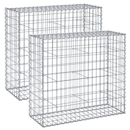 Kamenný koš Gabion 100 x 30 x 95 CM stříbrná galvanizovaná ocel pro zahradní dekoraci s rozpěrkami