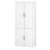 armadio per la dispensa cucina, 70" Armadio alto, con porte del fienile e ripiani regolabili, 6 Scaffali sospesi per la sala da pranzo, soggiorno, bianco