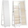 360 Rotující kabinet šperků se světly, Šperky armoire s plnou délkou zrcadla, Uzamykatelný organizátor šperků Armoire, Vestavěné LED make-up zrcadlo, Kreativní dárek, Bílý