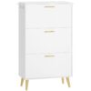 shoe cabinet, shoe storage cabinet for entryway, hidden tipping bucket shoe cabinet with 3 flip drawers, shoe rack organizer cabinet with coat hooks, for entryway, closet, white