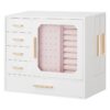 Jewelry Box with Glass Window, Large Capacity Jewelry Organizer, Jewelry Storage, Portable Jewelry Organizer Box, Modern Style, White and Light Gold