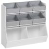 Organisateur de jouets, Bibliothèque pour enfants avec 6 Bacs de rangement amovibles, Organisateur de rangement pour enfants, pour la chambre des enfants, Salle d'étude, Dortoir, Garderie, Style simple, Blanc et gris