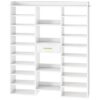 10 Tier Shoe Rack Tall, Tall Shoe Cabinet, 47" Large Shoe Rack, Wooden Shoe Cabinet Organizer with Cubbies and Fabric Drawer, for 25-33 Pairs of Shoes, Freestanding, for Closet, White