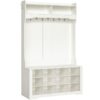 Hall Tree with Bench and LED Lights, 39.4" Coat Rack with Shoe Storage, Wooden Entryway Bench with Coat Rack, Coat and Shoe Rack for Entryway, 12 Cubbies, Mud Room Bench, White