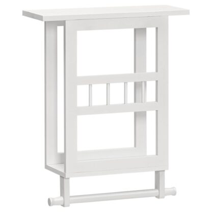 towel racks for bathroom wall mounted, towel holder for rolled bath towel, towel storage rack with bamboo shelf and bottom towel bar for small bathroom, living room, white