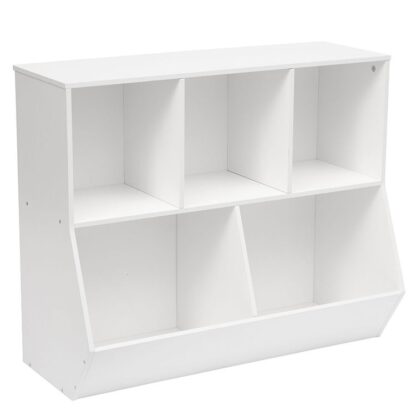 παιδικό ράφι, Βιβλιοθήκη Footboard, αποθηκευμένος Cubby, ράφι, υπουργικό συμβούλιο αποθήκευσης παιχνιδιών, Κατάλληλο για παιδικό δωμάτιο, αίθουσα παιχνιδιού, διάδρομος, νηπιαγωγείο, σχολείο, λευκό