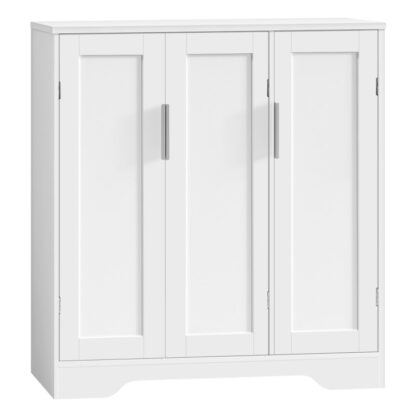 Armário de banheiro, 3-Armário de armazenamento de banheiro com porta, Móvel de arrumação para casa de banho com 2 Prateleiras ajustáveis, Armário de banheiro de chão, Armário organizador de banheiro, para banheiro, Banheiro, Cozinha,