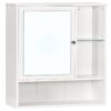 Gabinetto dei medicinali con specchio, Mobile da bagno a parete con spazio nascosto e 2 Ripiani regolabili, Anta singola a specchio, per il bagno, Camera da letto, Soggiorno, Cucina, Bianco