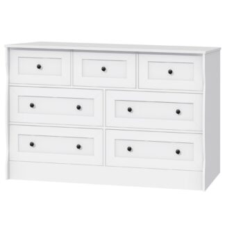 Commode blanche pour la chambre, Commode moderne de 7 dessins, Faire de tiroirs avec rangement, Style minimaliste, Organisateur de commodes pour la chambre, Salon, Couloir, Entrée