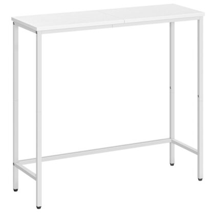konzole, bílý štíhlý stůl konzoly pro chodbu, metal frame, Moderní kompaktní zobrazovací tabulka, Pohodní tabulka pro malé prostory, vstupní, okovový rámkoj, solidní, metal frame, bílý