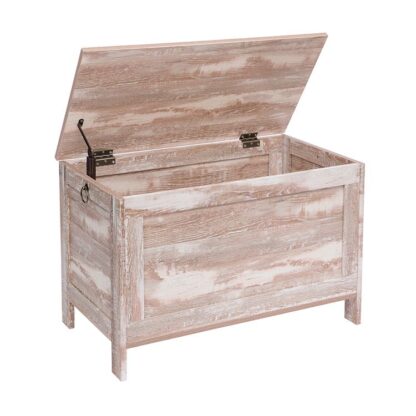toy chest, wooden storage chest, retro toy box with safety hinge, sturdy entryway storage bench, wooden look accent furniture, for boys and girls, easy assembly, oak white