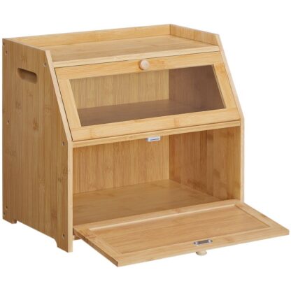 Boîte à pain, Boîte à pain pour comptoir de cuisine, Grande boîte à pain, Stockage du pain de ferme avec fenêtre transparente, et planche à découper amovible, pour la Cuisine, Salle à manger, Boulangerie, Naturel