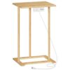 Bamboo End Table, C Shaped Side Table with Charging Station, Tall Nightstand Beside Table, Snack Sofa Couch Table for Small Spaces, Easy Assembly, for Living Room, Bedroom, Natural