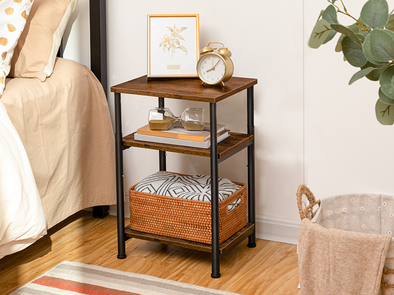 3-Tier Tall Industrial End Table
