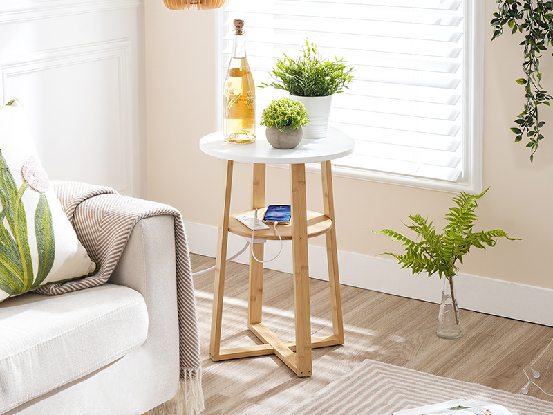YW101UBZ01 round end table bamboo
