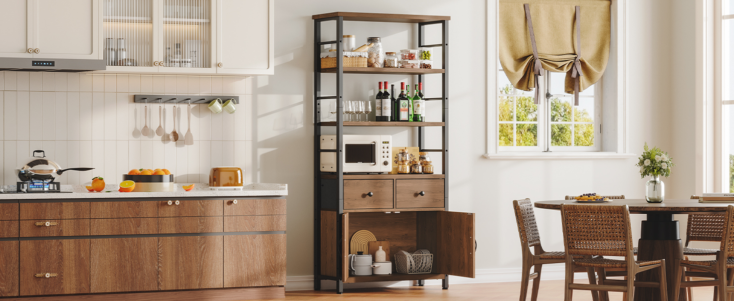 5-Tier Bookshelf, Tall Bookcase with Drawers and Storage Cabinet